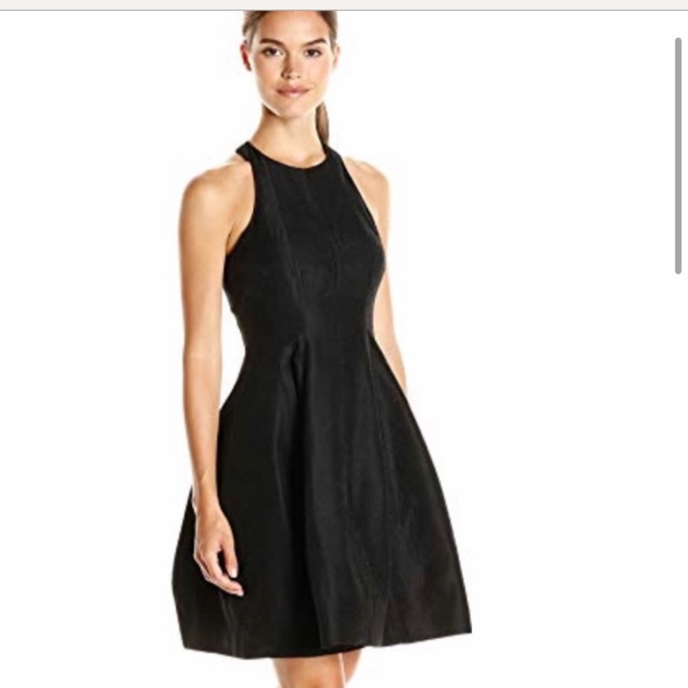 NWT! Halston Heritage Black High Neck Skater Dress